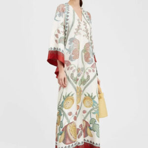 Robe Kimono Longue Fleurie Multicolore Femme — Motifs Floraux Japonais vue 3