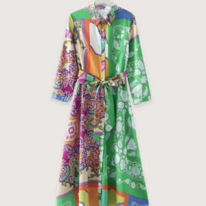 Robe kimono mi-longue verte — Fuzei