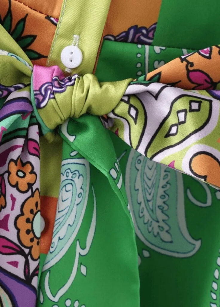 Robe kimono mi-longue verte — Fuzei