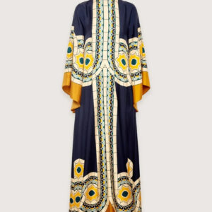 Robe Kimono de Soiree Bleu et Creme Femme — Motifs Geometriques vue 5