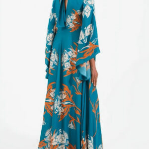 Robe kimono turquoise — Umi vue 3