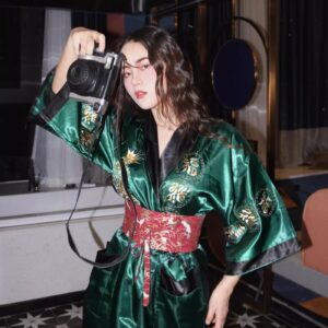 Robe kimono verte — Hisui