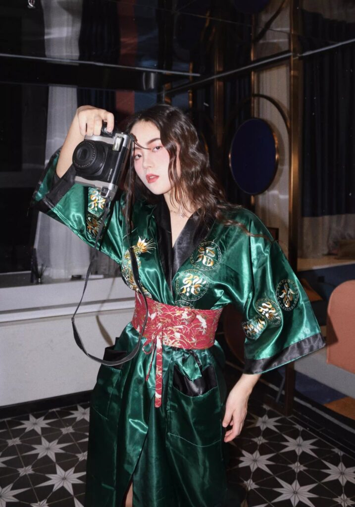 Robe kimono verte — Hisui