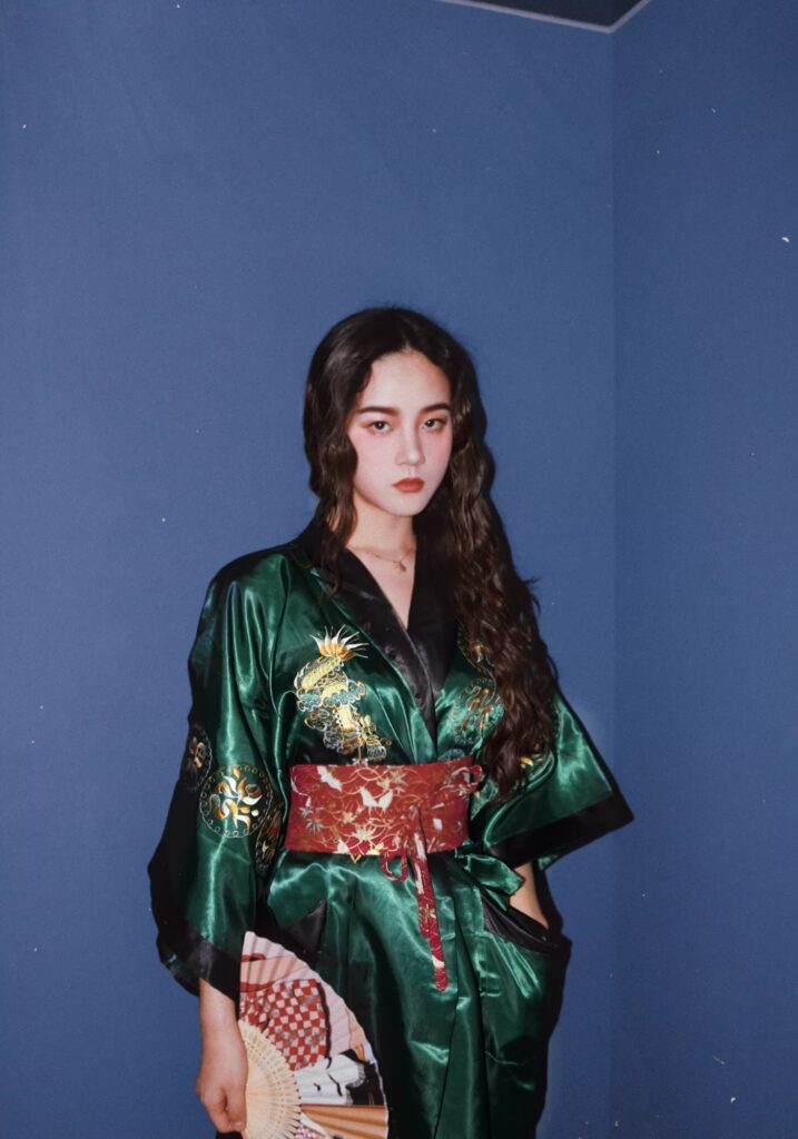 Robe kimono verte — Hisui