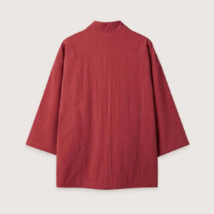 Veste homme kimono cardigan rouge — Jun vue 2