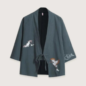 Veste homme kimono grues grises — Sora