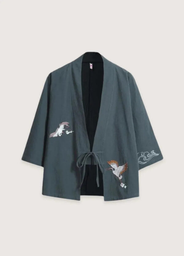 Veste homme kimono grues grises — Sora