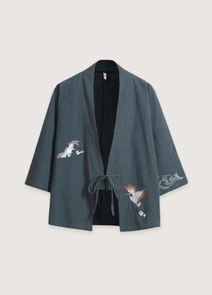 Veste homme kimono grues grises — Sora
