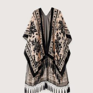 Veste kimono beige et noire — Tsukikage