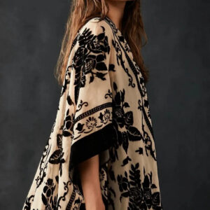 Veste kimono beige et noire — Tsukikage vue 2