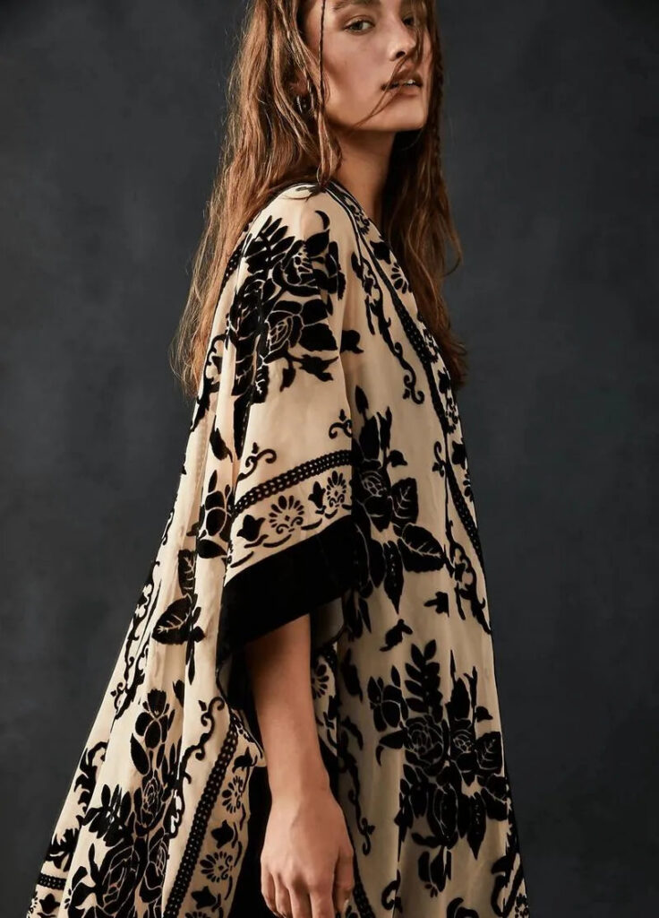 Veste kimono beige et noire — Tsukikage