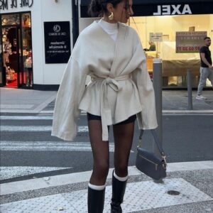 Veste kimono courte — Écru vue 4