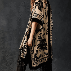 Veste kimono crème et noir — Kuro vue 4