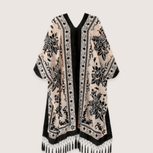 Veste kimono crème et noir — Kuro vue 3
