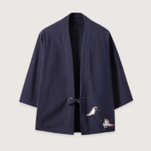 Veste kimono d'été homme en lin bleu — Umi