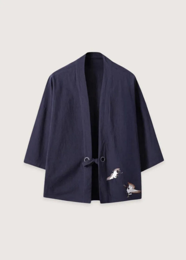 Veste kimono d'été homme en lin bleu — Umi