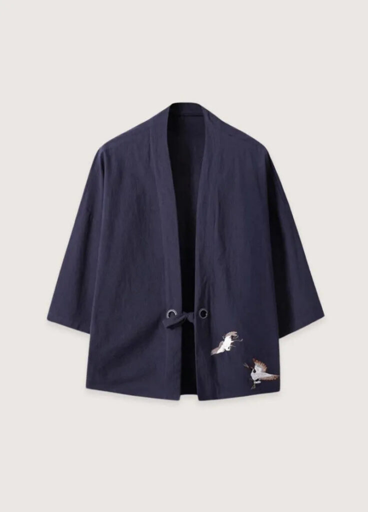 Veste kimono d'été homme en lin bleu — Umi