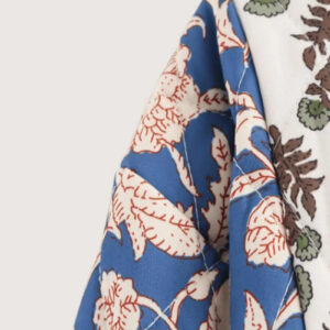 Veste Kimono Matelassee Bleue Femme — Patchwork Floral Japonais vue 3