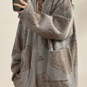 Veste kimono grise — Motifs Paisley vue 3