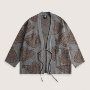 Veste kimono grise — Motifs Paisley