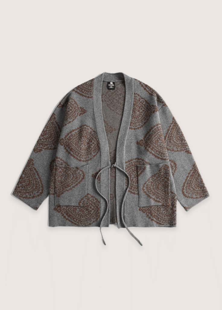 Veste kimono grise — Motifs Paisley