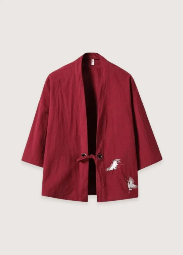 Veste kimono homme japonais lin rouge — Aka