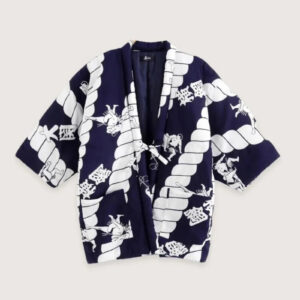 Veste kimono japonaise bleu et blanc — Aojin