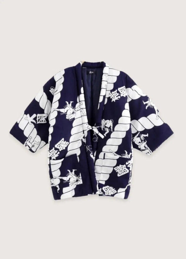 Veste kimono japonaise bleu et blanc — Aojin