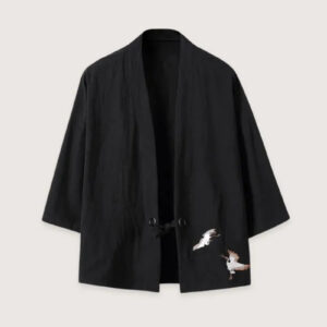 Veste kimono légère homme lin noir — Yami