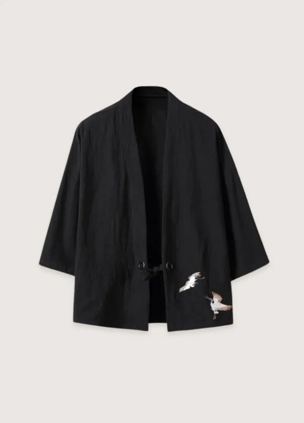 Veste kimono légère homme lin noir — Yami