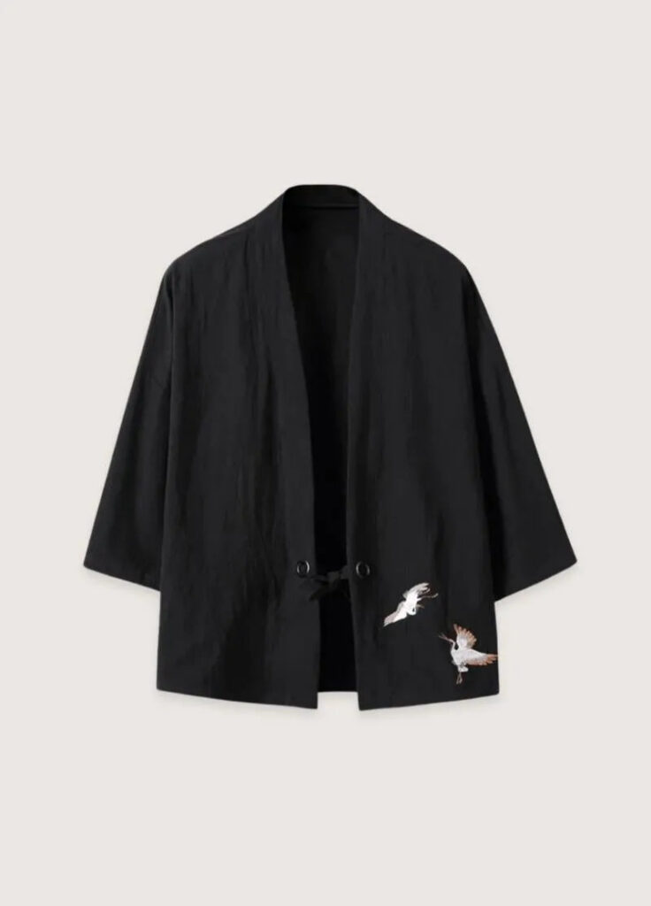 Veste kimono légère homme lin noir — Yami