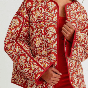 Veste kimono matelassée — Floral Terracotta vue 5