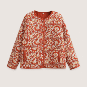 Veste kimono matelassée — Floral Terracotta