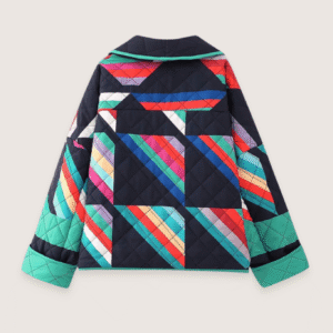 Veste kimono matelassée — Géométrique Coloré année 80 vue 2