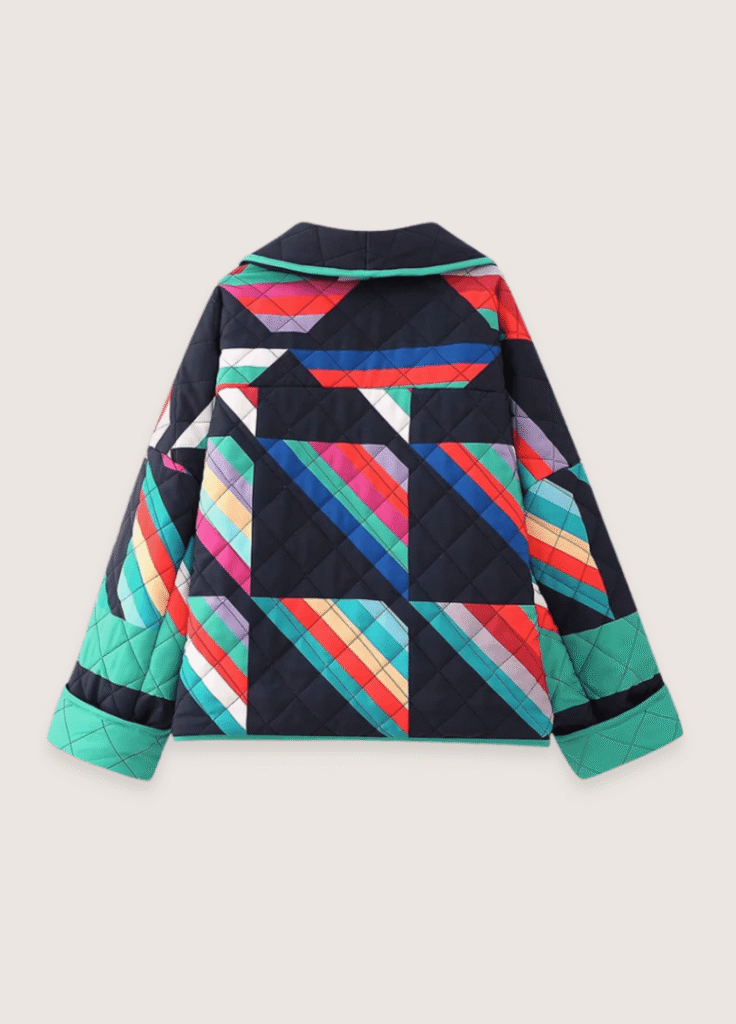 Veste kimono matelassée — Géométrique Coloré année 80