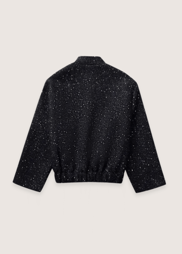 Veste kimono noir à paillettes — Hoshi