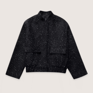 Veste kimono noir à paillettes — Hoshi