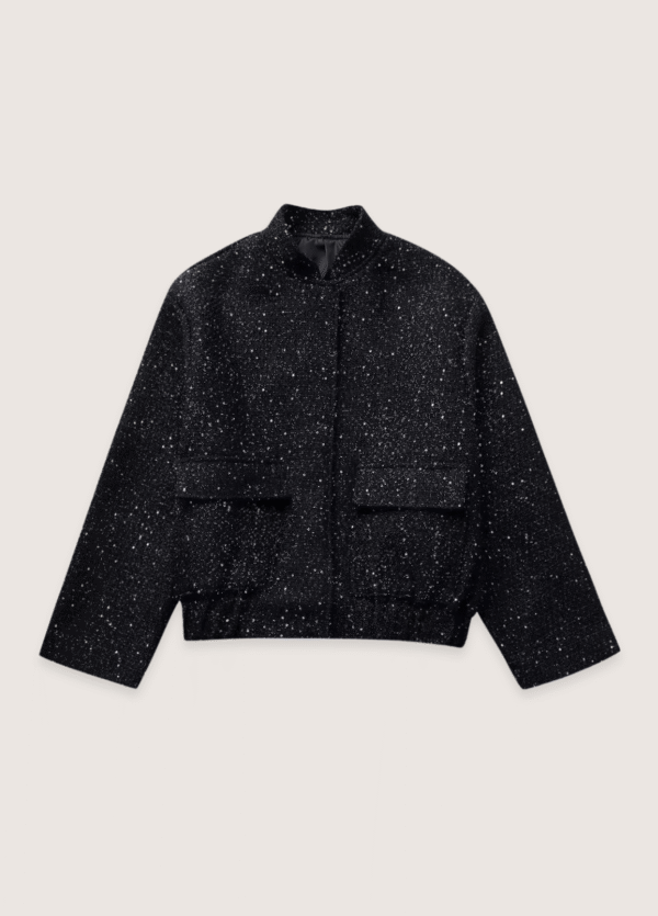 Veste kimono noir à paillettes — Hoshi