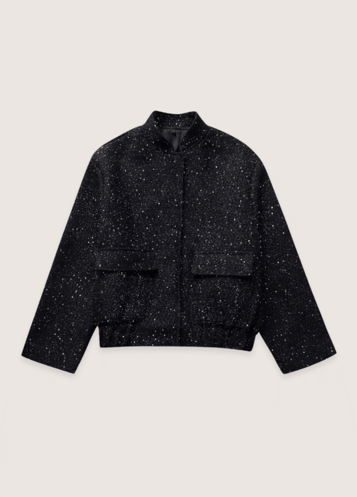 Veste kimono noir à paillettes — Hoshi