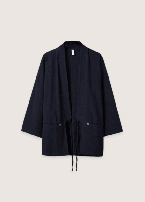 Veste kimono noir — Cardigan Minimaliste