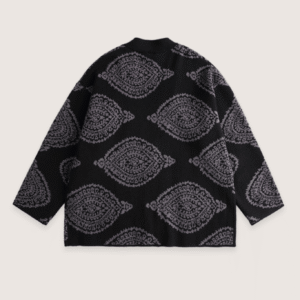 Veste kimono noir — Motifs Paisley vue 2