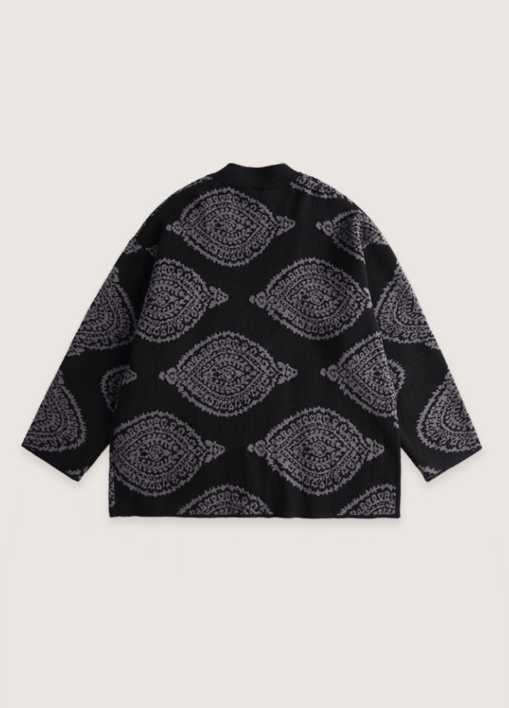 Veste kimono noir — Motifs Paisley