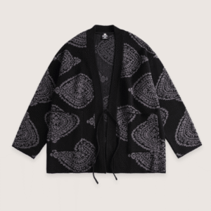 Veste kimono noir — Motifs Paisley