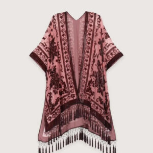 Veste kimono rose à franges — Usuzakura