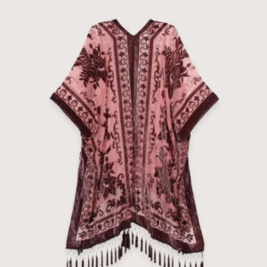 Veste kimono rose à franges — Usuzakura vue 3