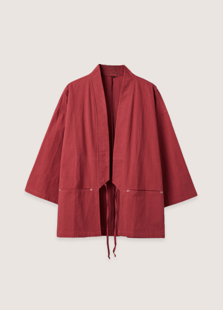 Veste kimono rouge — Cardigan Minimaliste