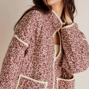 Veste légère kimono fleurie rose — Sakurako vue 3