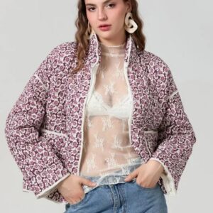 Veste légère kimono fleurie rose — Sakurako