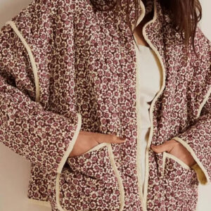 Veste légère kimono fleurie rose — Sakurako vue 4