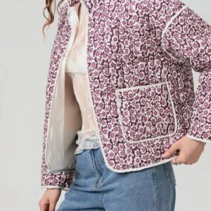 Veste légère kimono fleurie rose — Sakurako vue 2